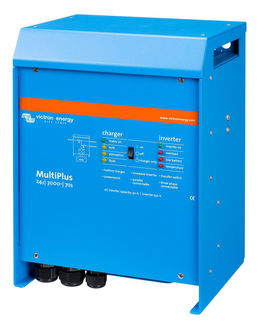 Victron Energy MultiPlus 24/3000 | 24V Input | 3000VA Output 120V VE.Bus | 70A Charger | Transfer Switch | UL 1741