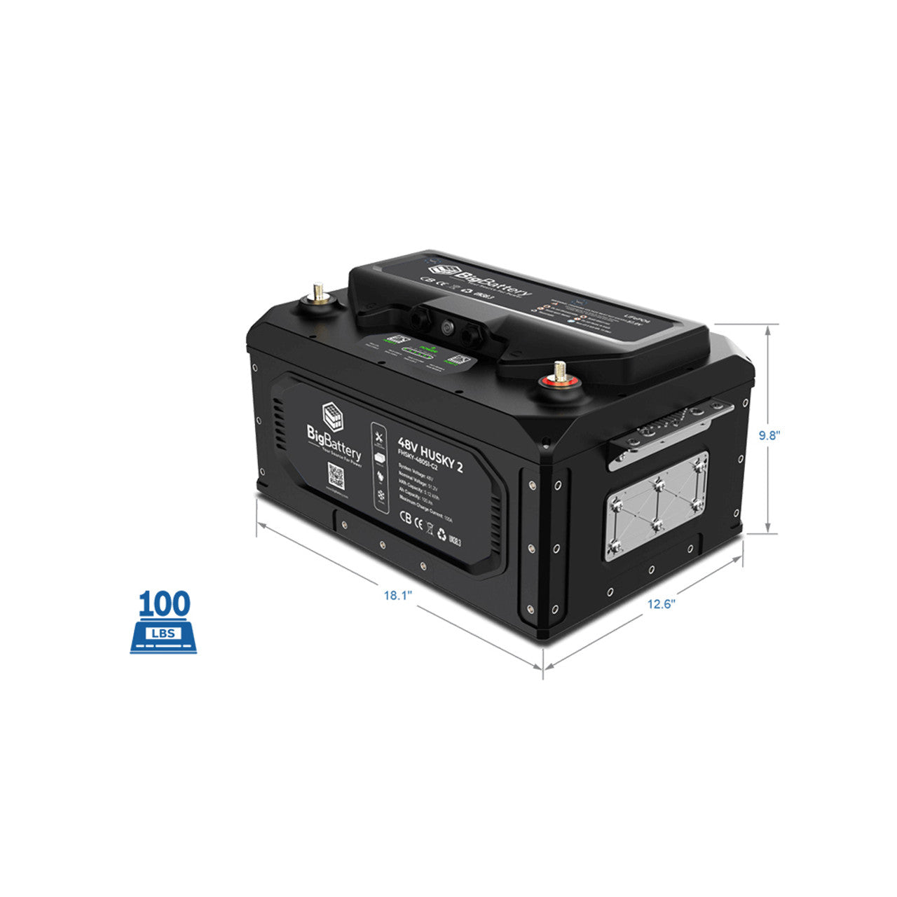 BigBattery | 48V HUSKY 2 | LiFePO4 Lithium Battery 5.12kWh | For RVs, Camper Vans & Commercial Vehicles